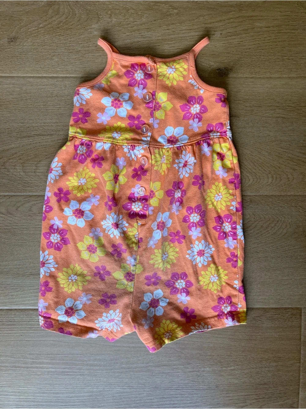 Vintage Gum Balls Orange Floral Cotton Romper with Keyhole Top